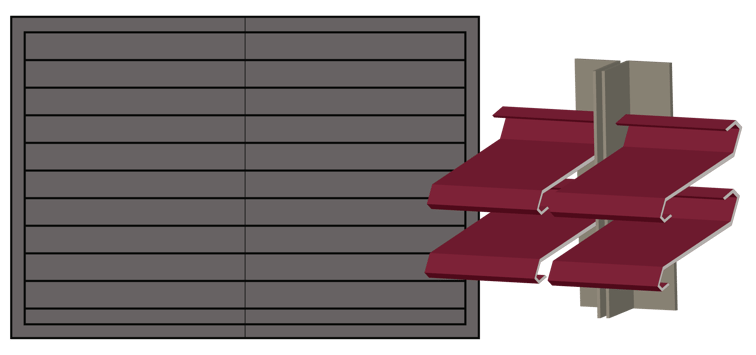 Illustration of a hidden mullion louver