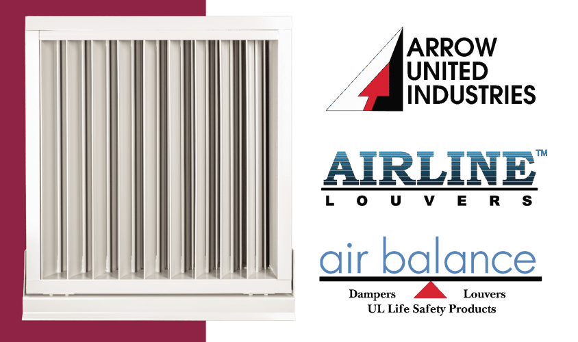 A louver beside several manufacturers for louvers, including Arrow United Industries