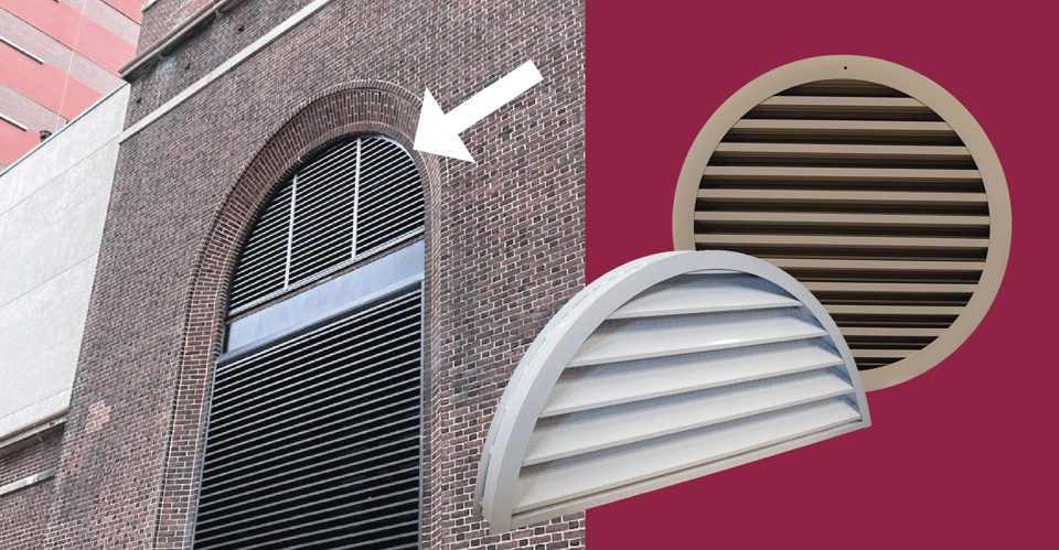 A arch-shaped louver installed in an opening