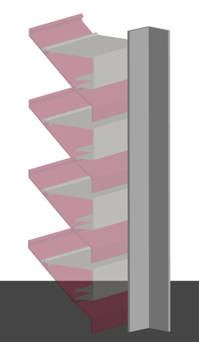 A louver with a vertical blade support