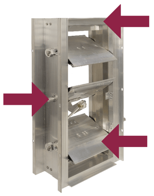 A damper with arrows pointing to important parts