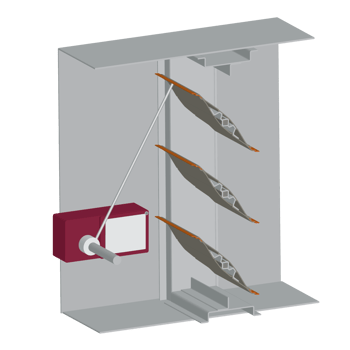 Illustration of a position indication switch tied to a damper blade