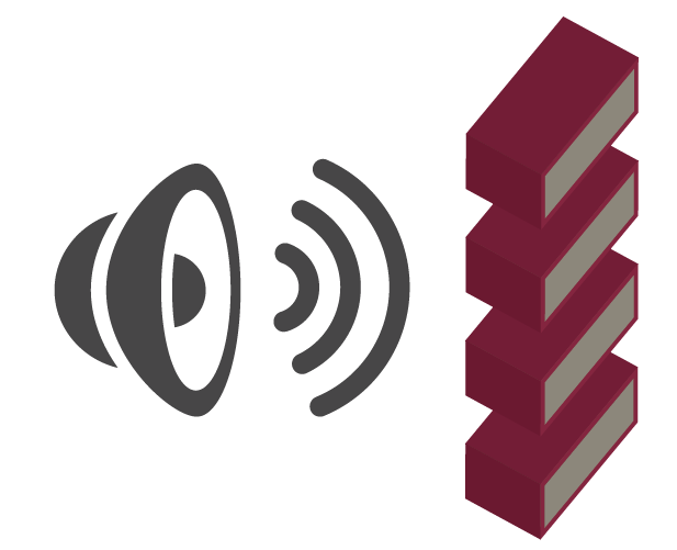 Soundwaves moving towards acoustical louver blades.