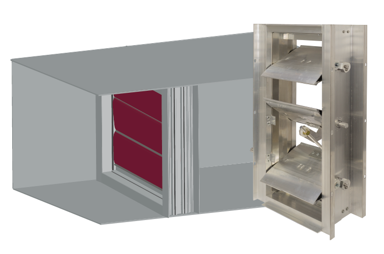 A damper beside an illustration of a damper in a duct