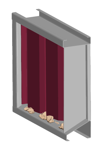 A sand louver with captured sand in the sill