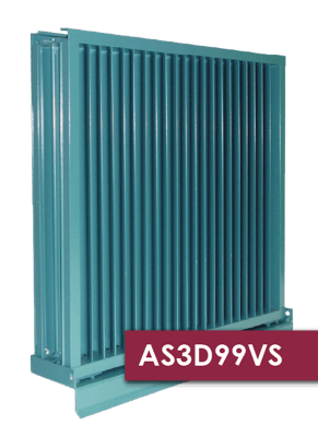 The AS3D99VS is a 3-inch deep louver with vertical chevron blades.