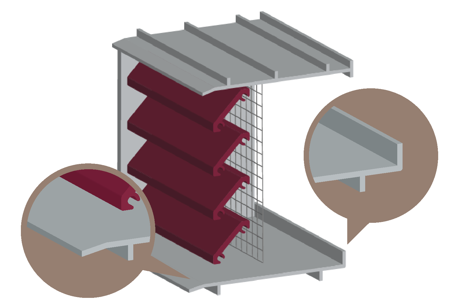 Illustration of a brick vent with its sill and pan highlighted