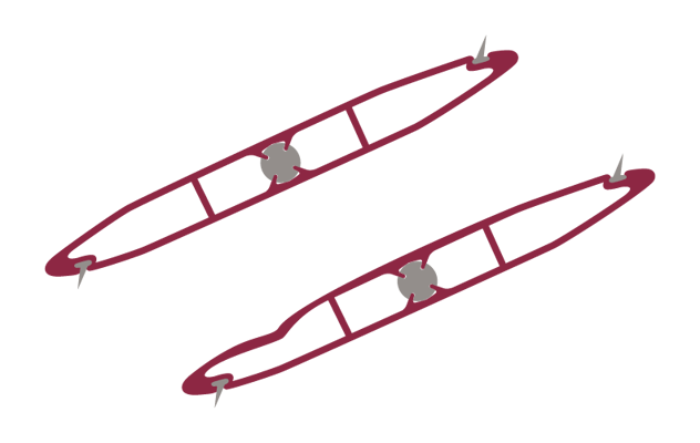 An airfoil blade beside a warping airfoil blade