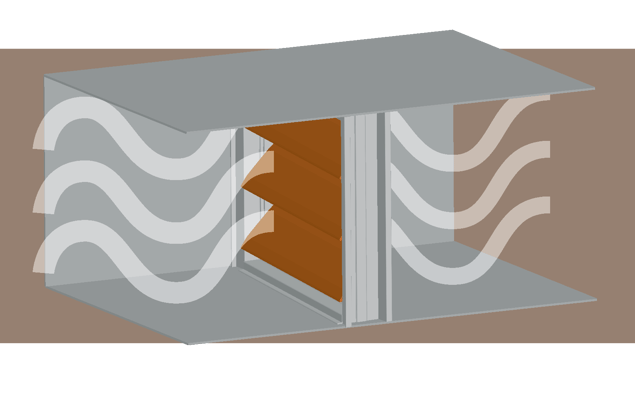 Illustration of a damper with orange blades, indicating stress from excessive airflow
