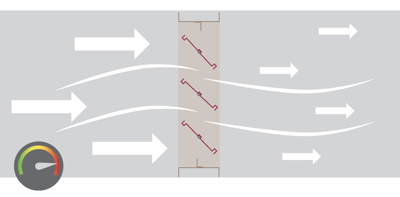Illustration of a damper modulating air pressure