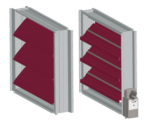 Illustration of two dampers, one with an actuator and one without.