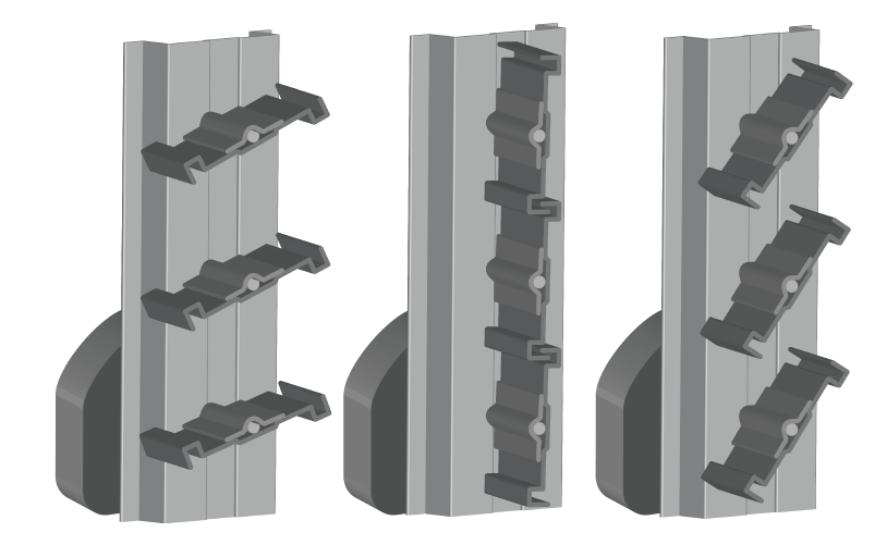 Three dampers: one with full open blades, one with full closed blades, and one with partially open blades