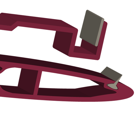 A close up of two damper blades and their blade seals