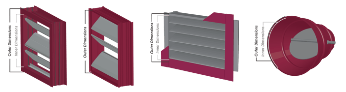 Different types of dampers with different dimensions