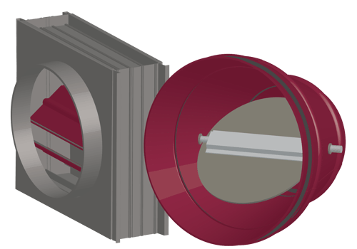 Control damper with transition and round damper
