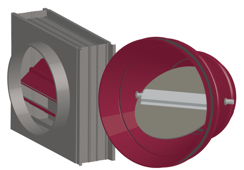 A round damper and a damper with a round transition