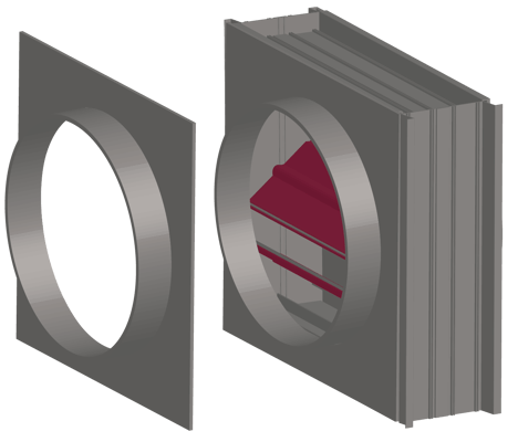 Illustration of a damper with a round transition