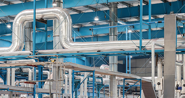 Spiral ducts in a factory