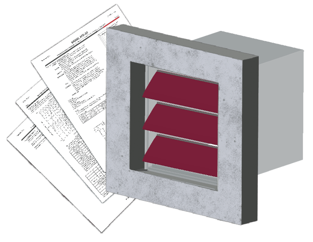 A damper with several submittal documents beside it