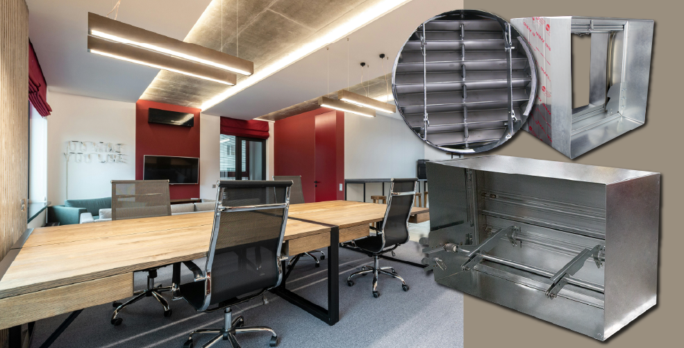 Life safety dampers in an office building