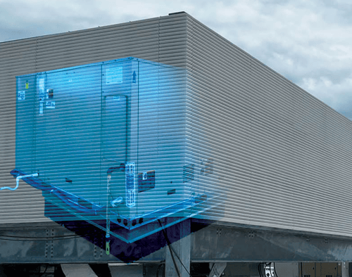 An equipment screen hides an HVAC unit