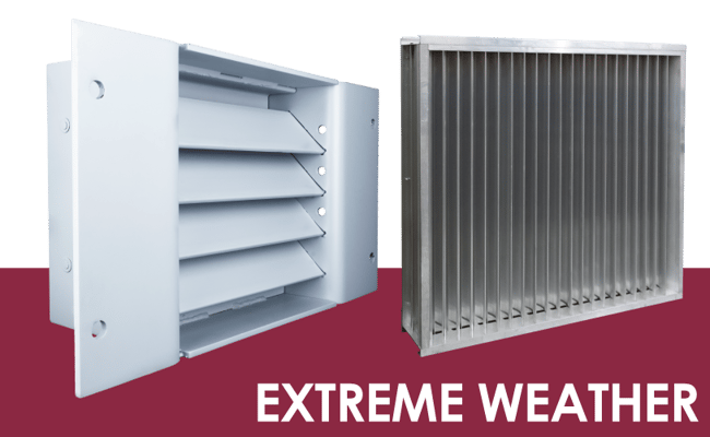 A FEMA louver beside a hurricane louver