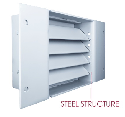 A FEMA louver built from steel