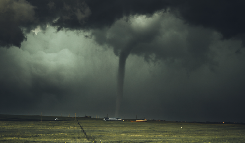 A tornado touching down