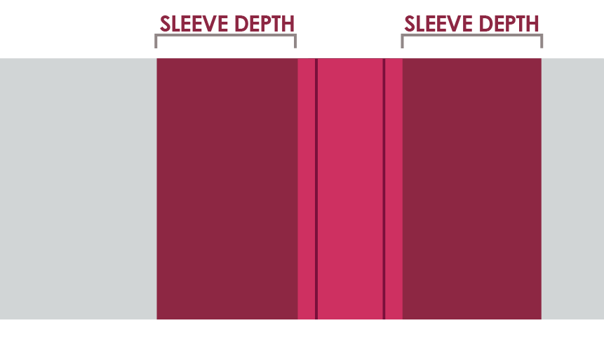 Illustration demonstrating fire damper sleeve depth