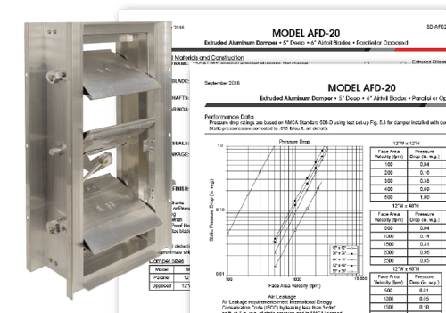 Control damper with air performance data