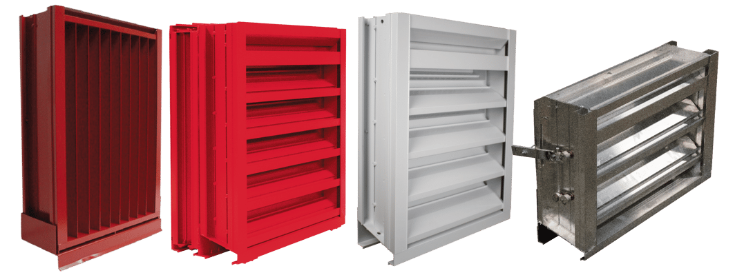Four louvers of different types lined up in a row