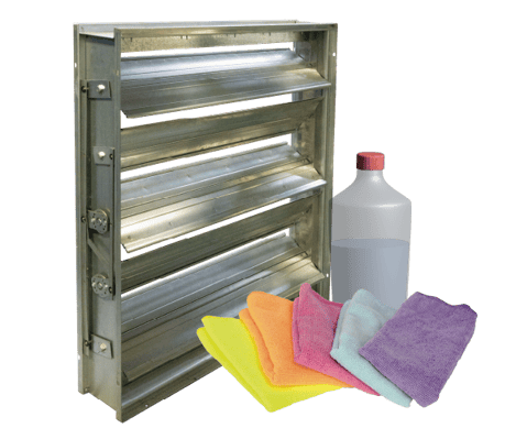 A damper with lint-free cloth and cleaning solution