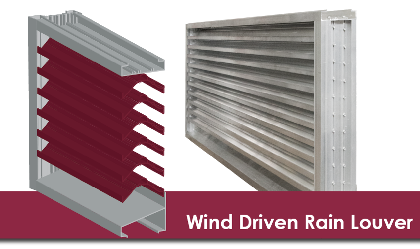 Illustration of a wind driven rain louver