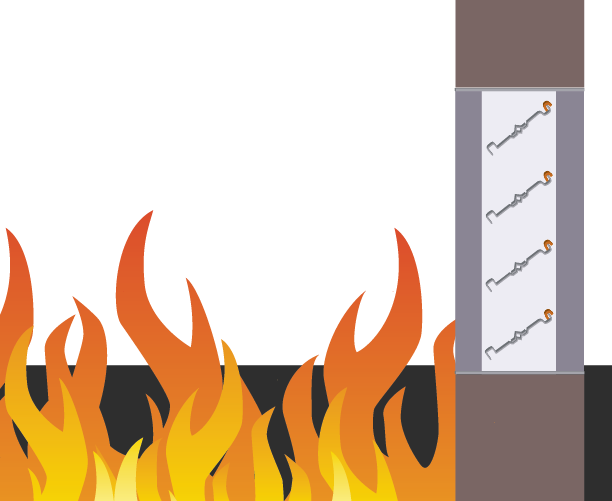 Illustration of a fire damper undergoing fire resistance testing