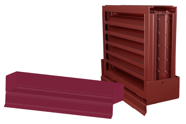 A louver with a drain pan