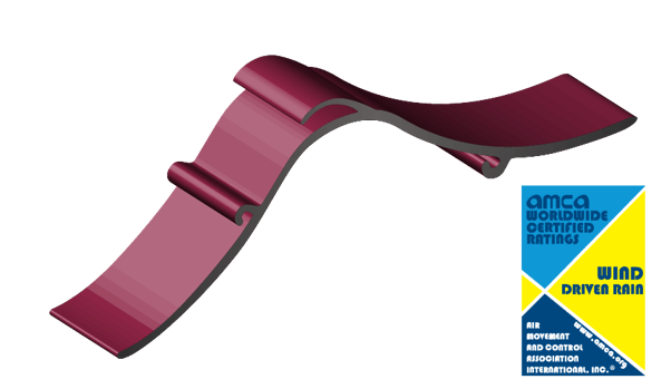 A chevron blade with an AMCA Seal for Wind Driven Rain