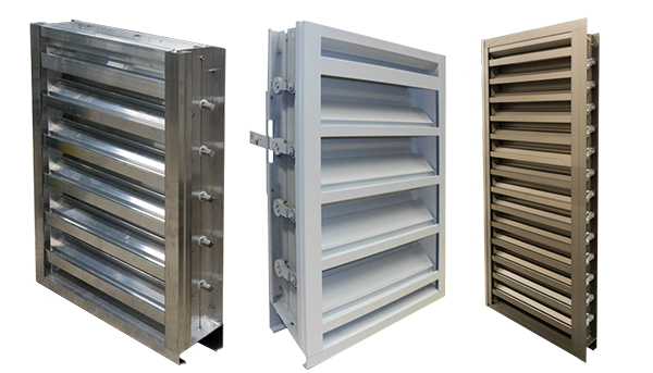 Three louvers with different finishes