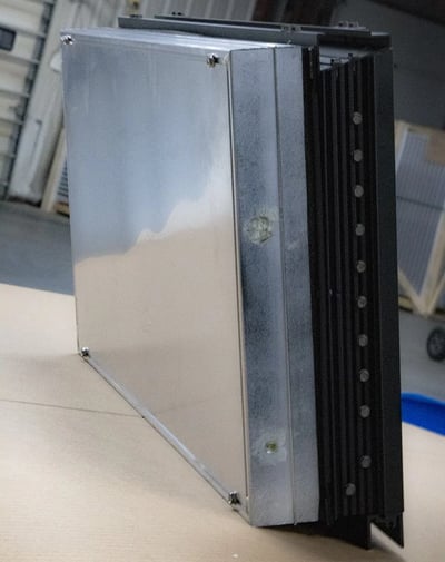 A full blank-off panel attached to the back of a louver