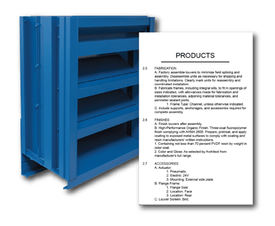 Louver specifications and the accessories section