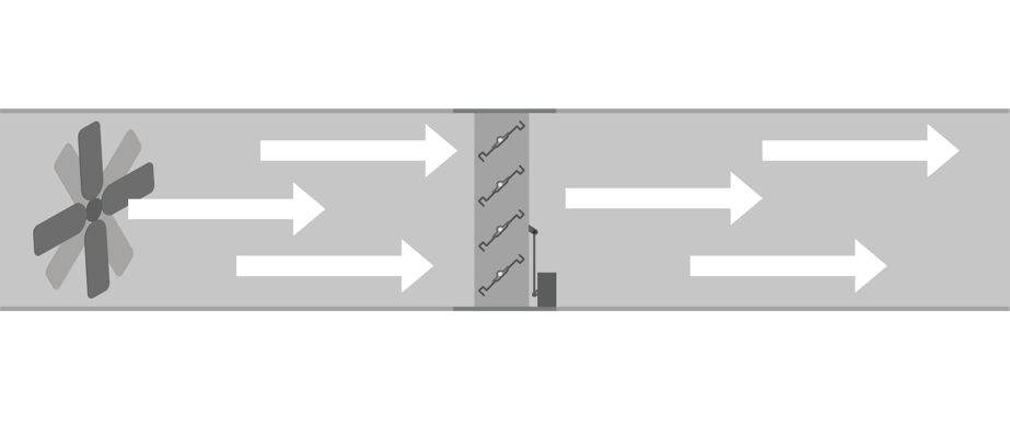 Air flowing through an open damper