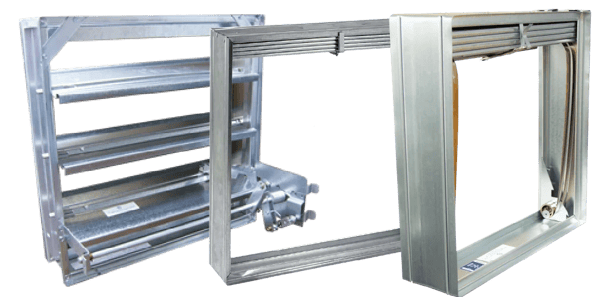 Multi-blade and curtain blade fire dampers