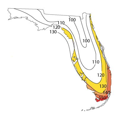Image of a high velocity hurricane zone in Florida