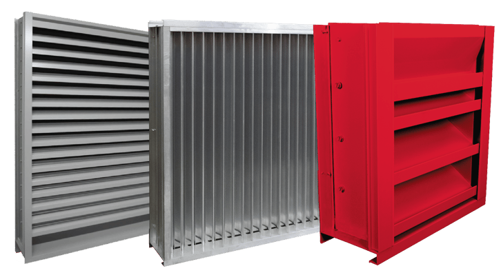 Three hurricane louvers lined up in a row