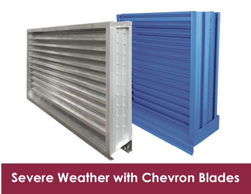 Severe weather louvers with chevron blades provide excellent protection with minimal impact on air performance. 