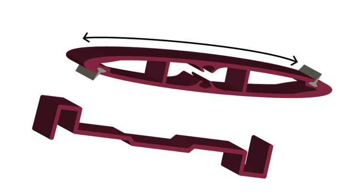 An airfoil damper blade beside a single-thickness damper blade