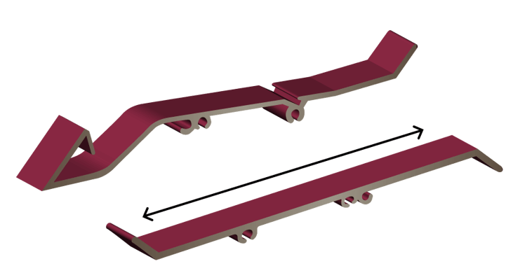 A baffle blade beside a straight louver blade