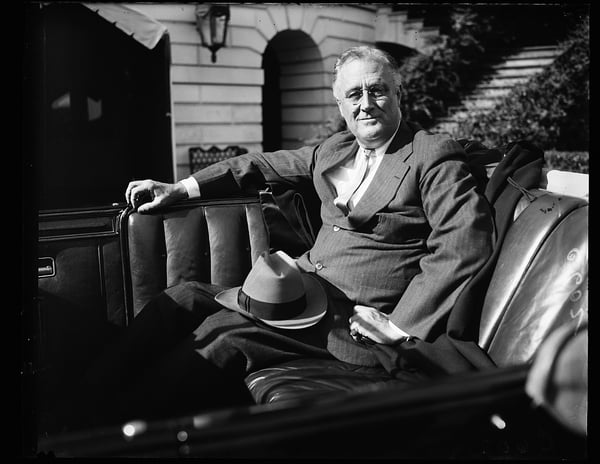 President FDR in an automobile