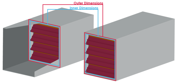 Measuring dampers from inner or outer dimensions