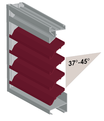Illustration of a louver with the blade angle shown