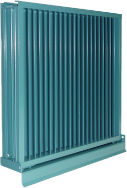 Vertical chevron blades are good at protecting from wind driven rain.